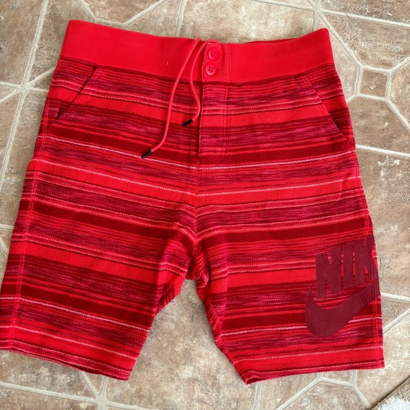 NIKE NICE USED VINTAGE 1994 RETRO MENS FC VENOM RED PINK ORANGE STRIPE SHORTS L - Picture 3 of 11